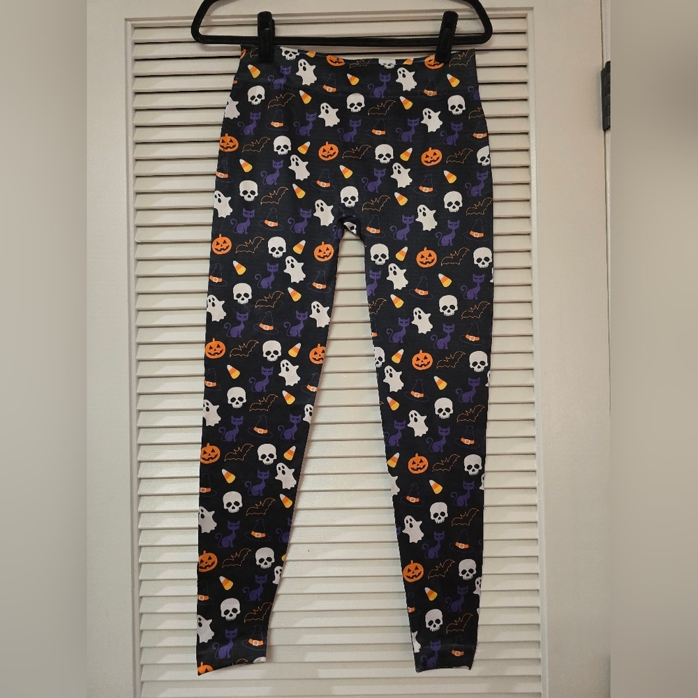 Halloween Ghost Pumpkin Trick Or Treat Stretchy Casual Leggings